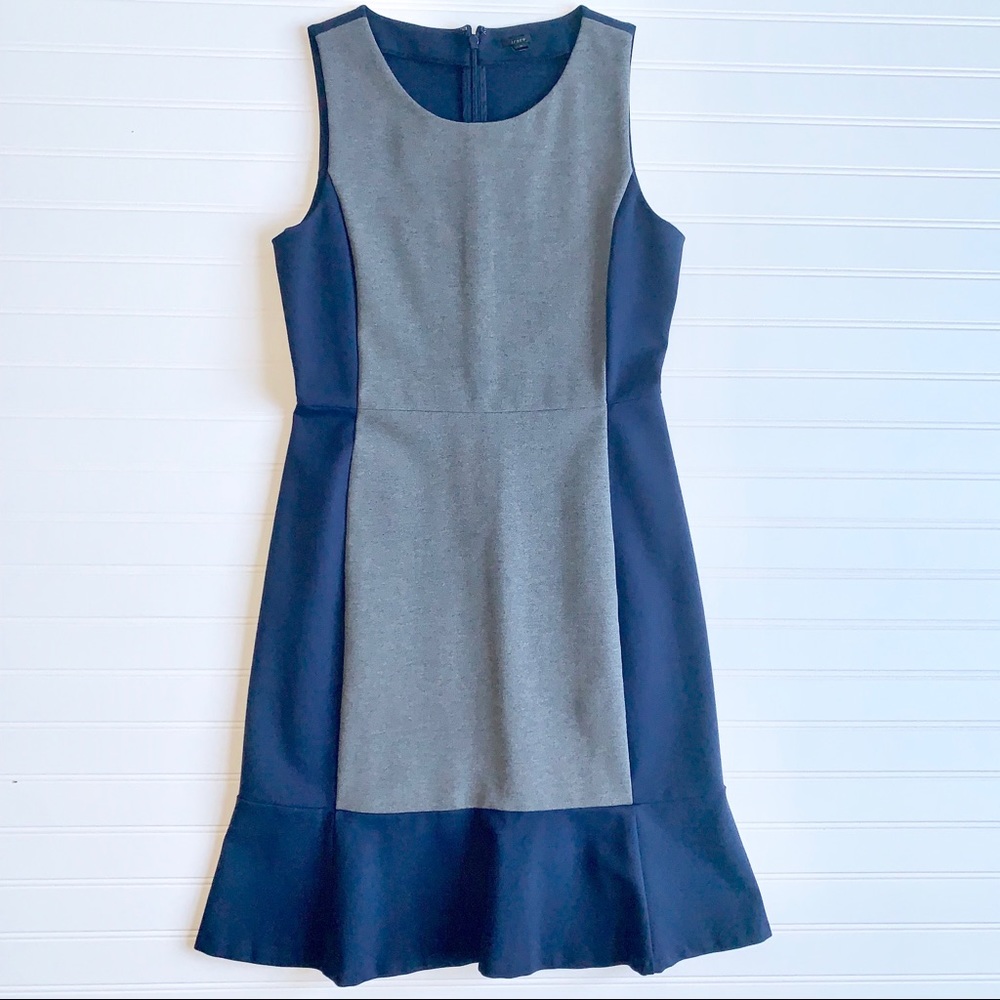 JCREW two tone blue/gray thick stretch ponte dress. Item# 0081